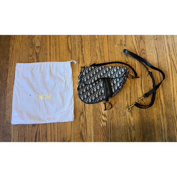 DIOR Blue Saddle Handbag Shoulder Bag Women's Size Small - Picture 3 of 16